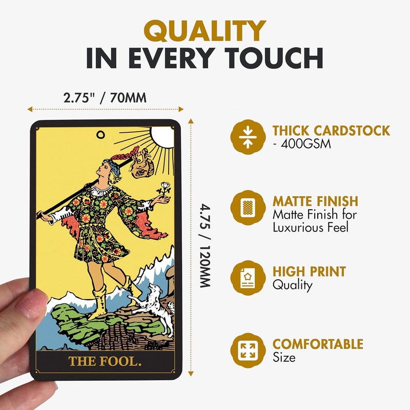 Wyspell Classic Tarot Deck - Original Tarot Cards with Guide Book for Beginners - Beginner Cards with Meanings Guide (Dark) - Image 3